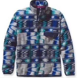 Patagonia Women's Synchilla Snap-T Fleece Pullover Nepali Dhoti Marathon Blue Me